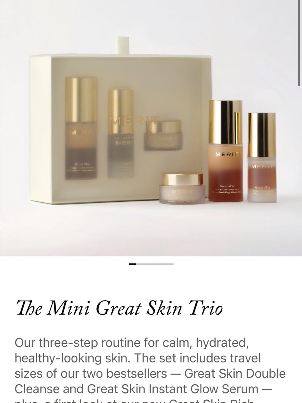 MERIT Mini Great Skin Trio — Cream & Gold Travel Serum Set